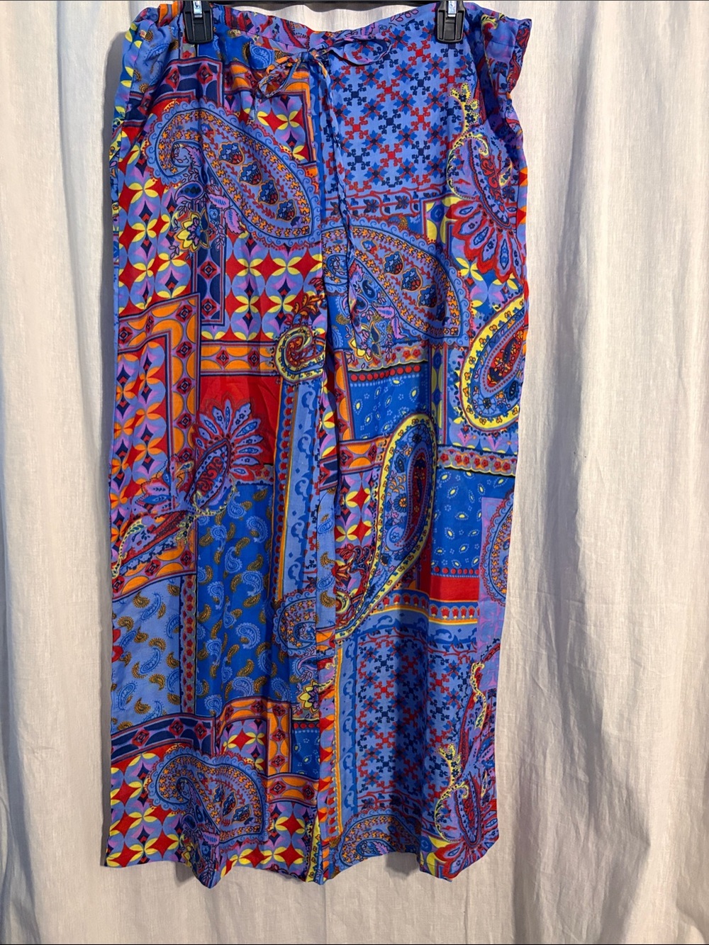 Raj Blue Paisley & Patchwork Pants with Multicolor Accents